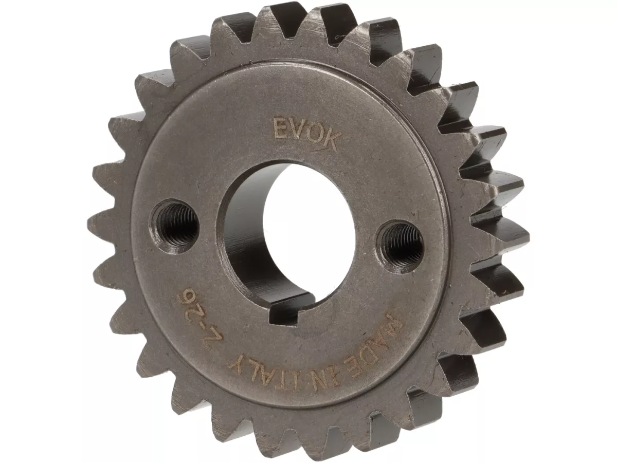 Small primary gear -EVOK2.56->2.65- Vespa V50, PV125, ET3, PK50, PK80, PK125 - 26 tooth (straight)