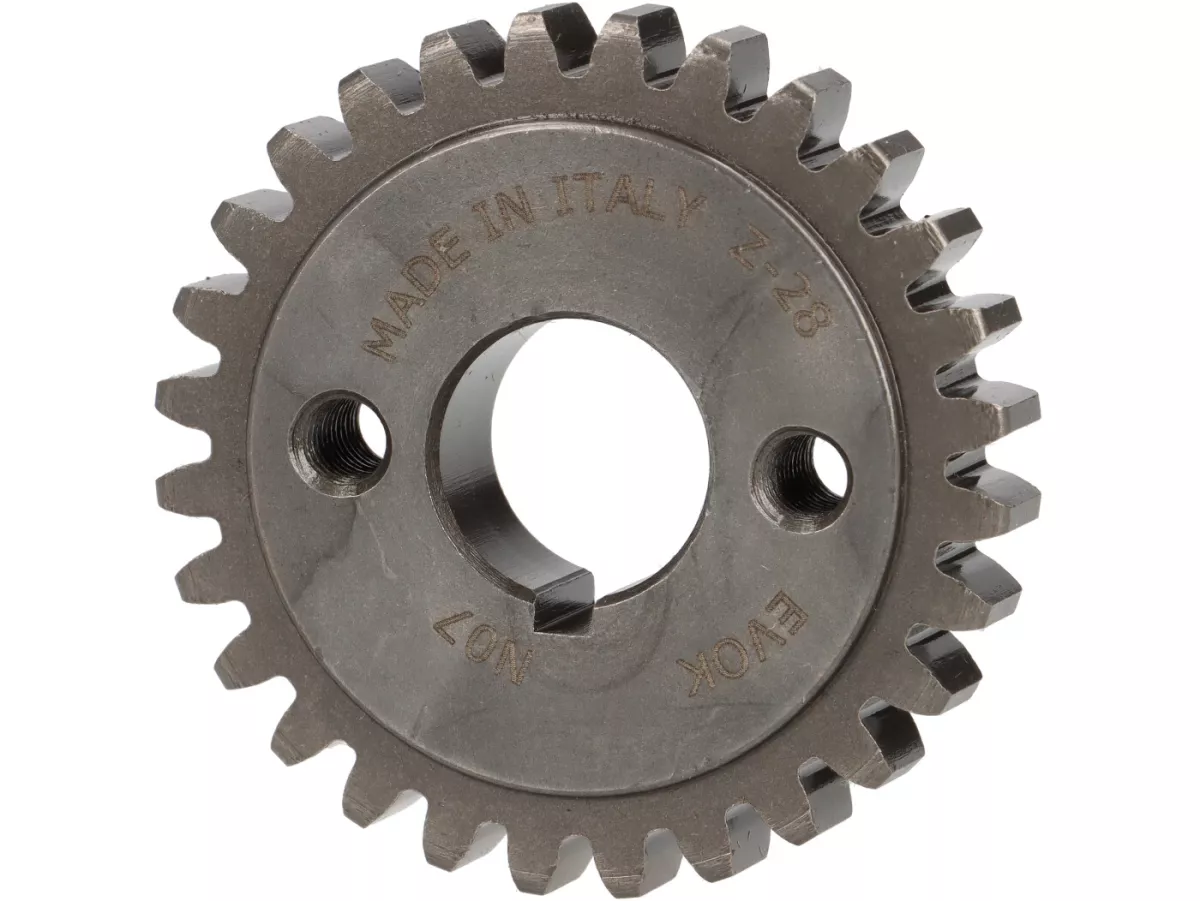 Small primary gear -EVOK2.56->2.46- Vespa V50, PV125, ET3, PK50, PK80, PK125 - 28 tooth (straight)