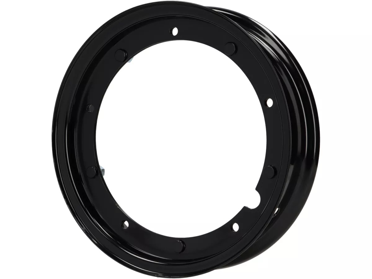 Jante -MADE IN ITALY 2.10-10 pouces, acier - Vespa (type PX) - Vespa Smallframe V50, 50N, Special, PV, ET3, PK50-125 (S/XL/XL2), Largeframe PX, T5, Sprint, Rally, GT/GTR, LML Star, Deluxe - noir