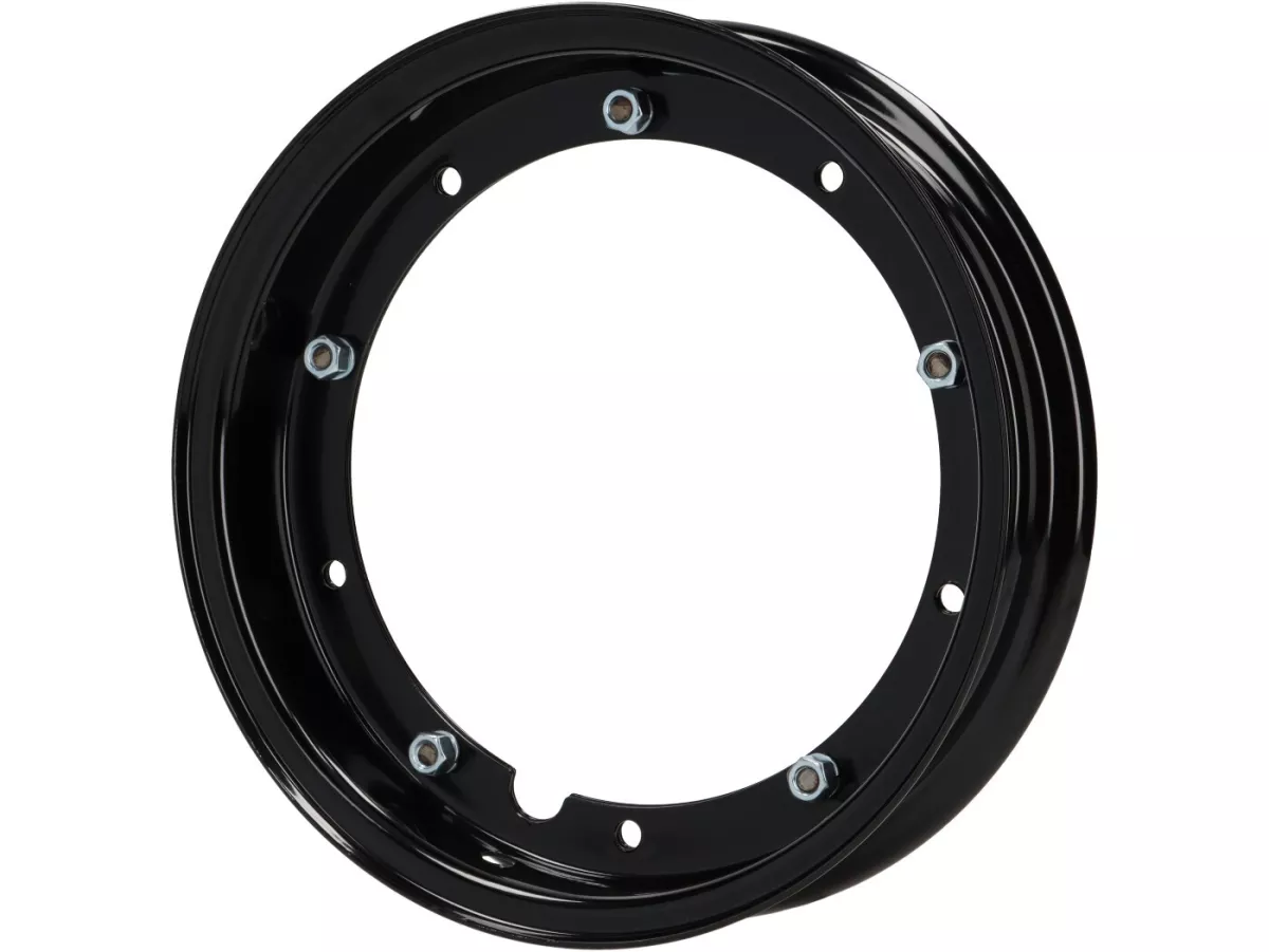 Jante -MADE IN ITALY 2.10-10 pouces, acier - Vespa (type PX) - Vespa Smallframe V50, 50N, Special, PV, ET3, PK50-125 (S/XL/XL2), Largeframe PX, T5, Sprint, Rally, GT/GTR, LML Star, Deluxe - noir