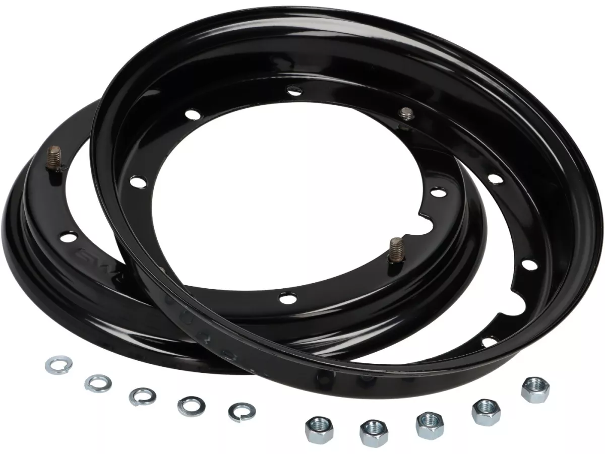 Jante -MADE IN ITALY 2.10-10 pouces, acier - Vespa (type PX) - Vespa Smallframe V50, 50N, Special, PV, ET3, PK50-125 (S/XL/XL2), Largeframe PX, T5, Sprint, Rally, GT/GTR, LML Star, Deluxe - noir