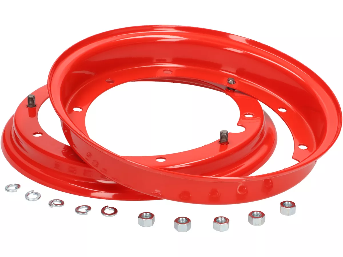 Jante -MADE IN ITALY 2.10-10 pouces, acier - Vespa (type PX) - Vespa Smallframe V50, 50N, Special, PV, ET3, PK50-125 (S/XL/XL2), Largeframe PX, T5, Sprint, Rally, GT/GTR, LML Star, Deluxe - rouge