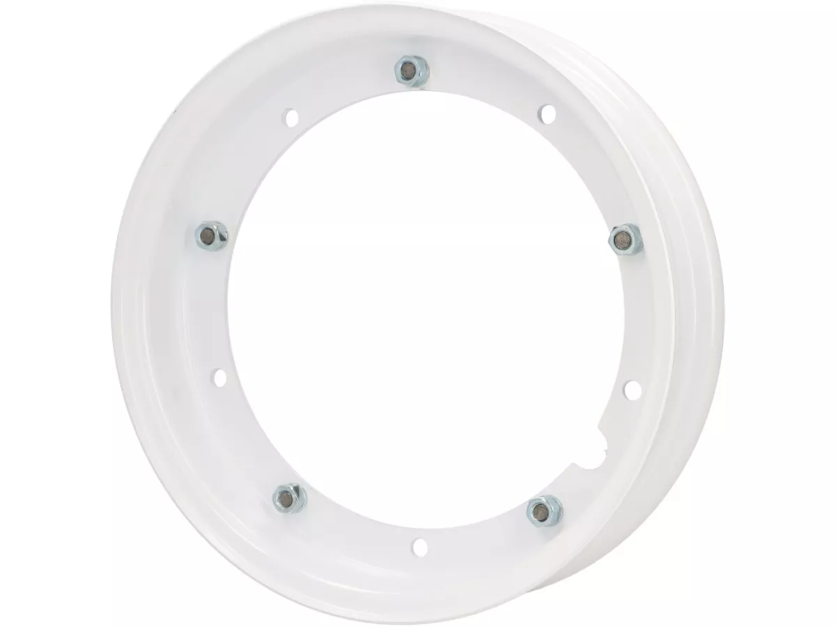 Jante -MADE IN ITALY 2.10-10 pouces, acier - Vespa (type PX) - Vespa Smallframe V50, 50N, Special, PV, ET3, PK50-125 (S/XL/XL2), Largeframe PX, T5, Sprint, Rally, GT/GTR, LML Star, Deluxe - blanc
