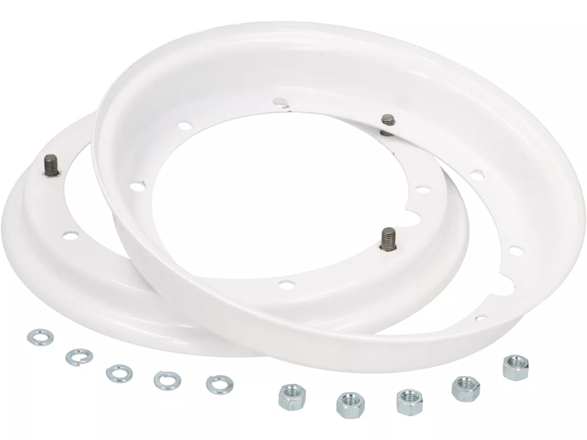 Jante -MADE IN ITALY 2.10-10 pouces, acier - Vespa (type PX) - Vespa Smallframe V50, 50N, Special, PV, ET3, PK50-125 (S/XL/XL2), Largeframe PX, T5, Sprint, Rally, GT/GTR, LML Star, Deluxe - blanc