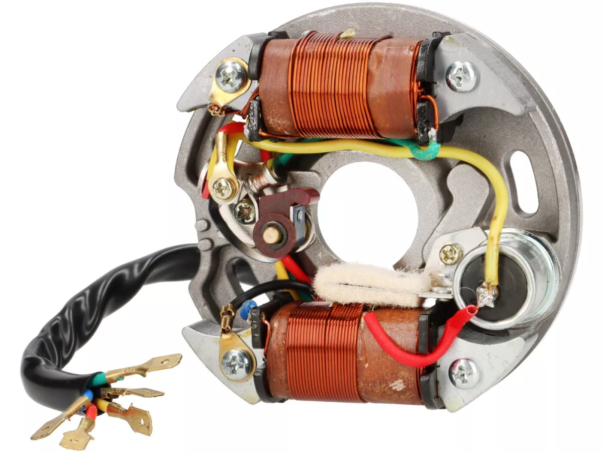 Ignition -RMS CLASSIC stator (point set ignition, 5 cables, 6V, 2 coils, short point set)- Vespa V50 - 50 S, 50 SS, 50 SR