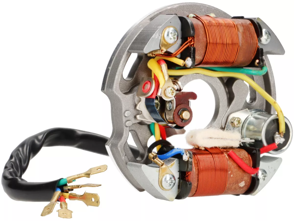 Ignition -RMS CLASSIC stator (point set ignition, 5 cables, 6V, 2 coils, short point set)- Vespa V50 - 50 S, 50 SS, 50 SR