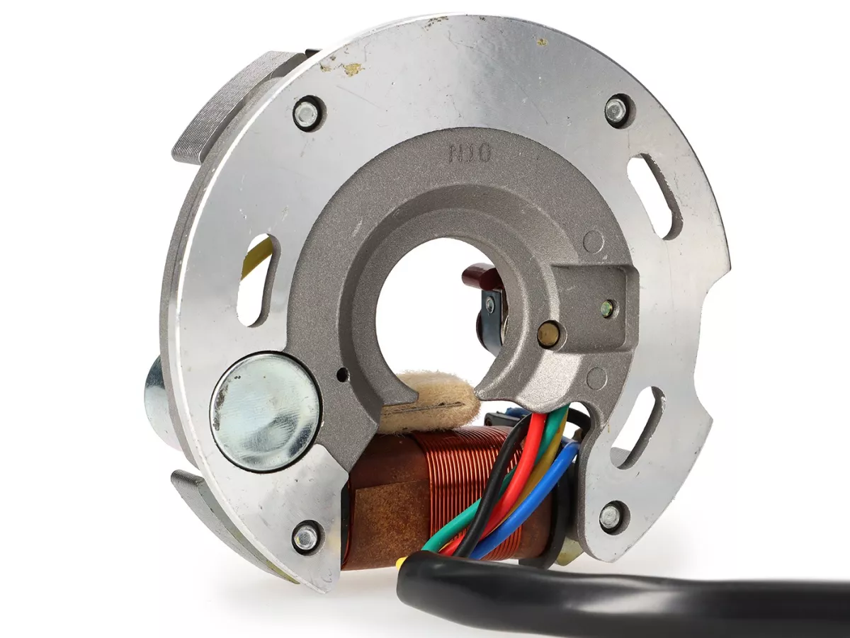 Ignition -RMS CLASSIC stator (point set ignition, 5 cables, 6V, 2 coils, short point set)- Vespa V50 - 50 S, 50 SS, 50 SR