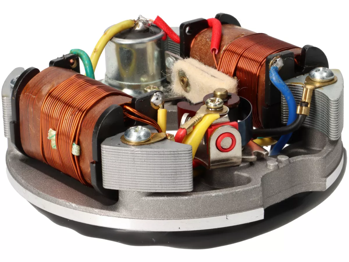 Ignition -RMS CLASSIC stator (point set ignition, 5 cables, 6V, 2 coils, short point set)- Vespa V50 - 50 S, 50 SS, 50 SR