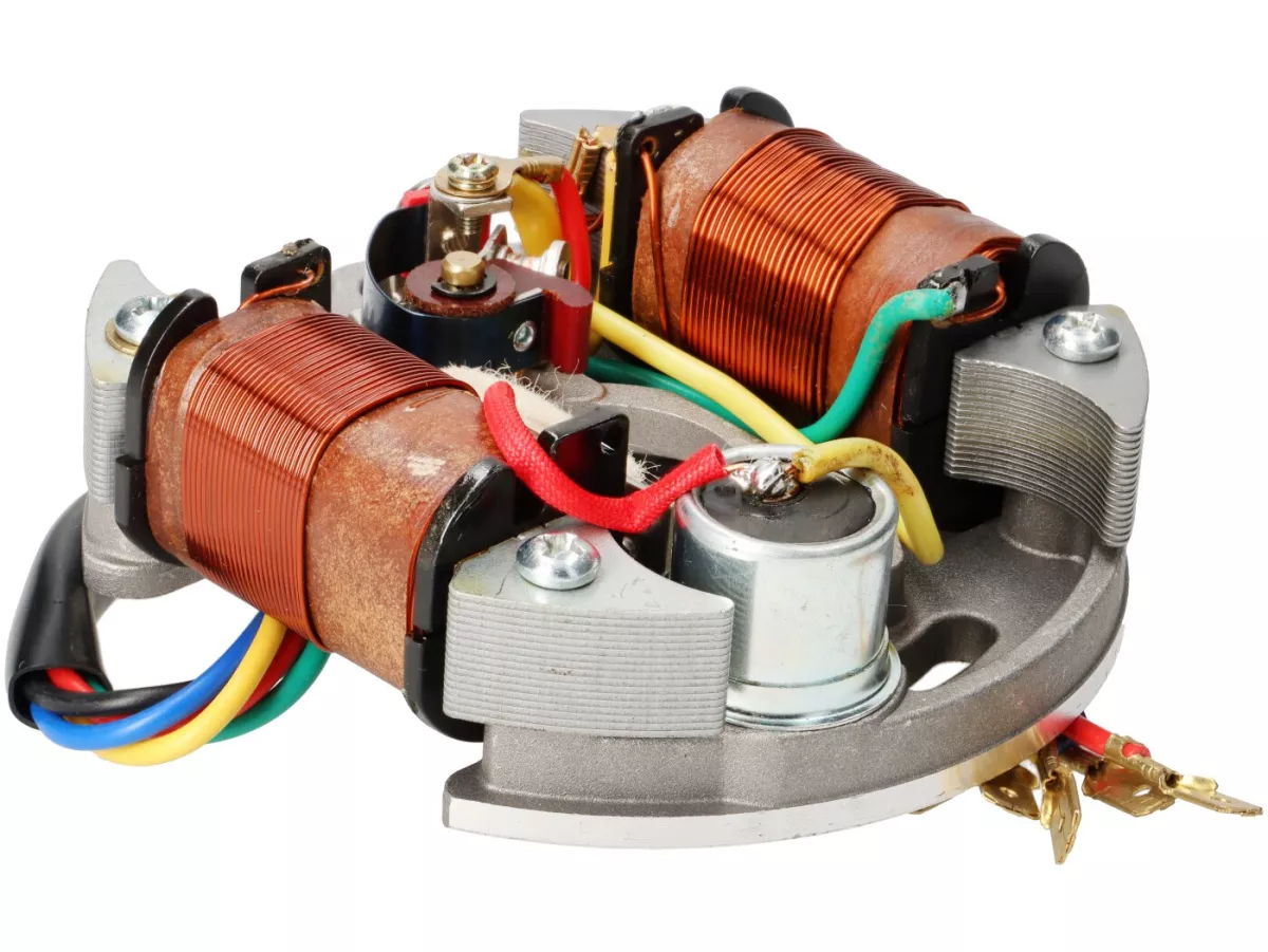 Ignition -RMS CLASSIC stator (point set ignition, 5 cables, 6V, 2 coils, short point set)- Vespa V50 - 50 S, 50 SS, 50 SR