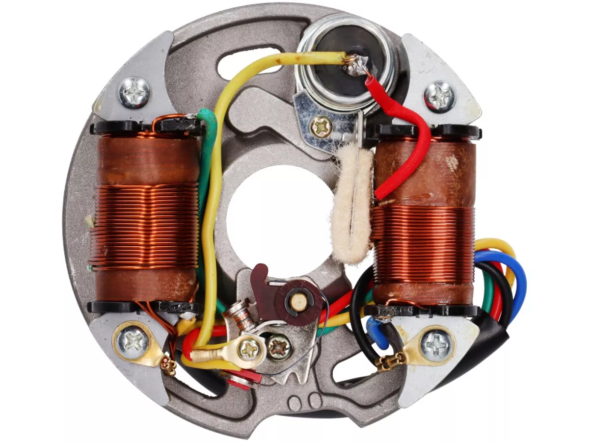 Ignition -RMS CLASSIC stator (point set ignition, 5 cables, 6V, 2 coils, short point set)- Vespa V50 - 50 S, 50 SS, 50 SR