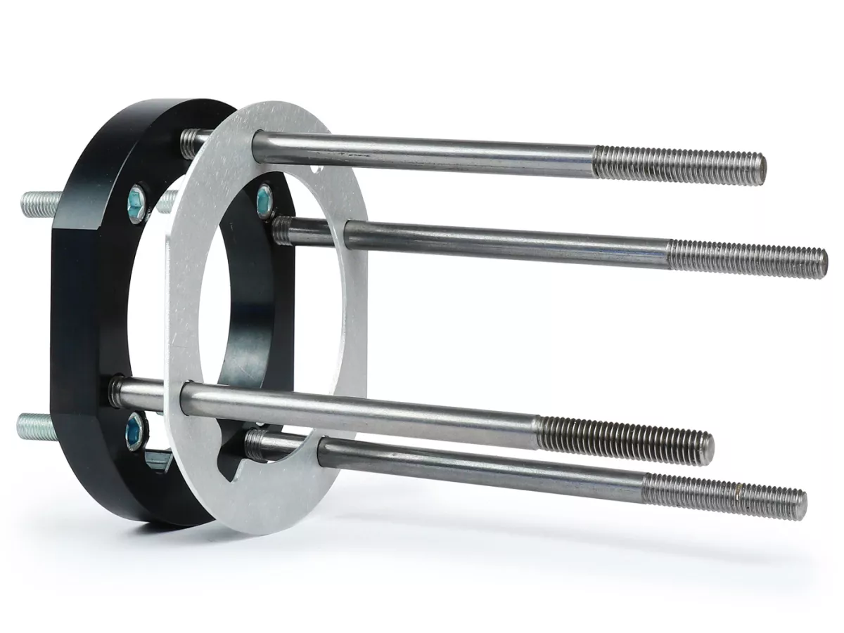 Adapter plate set cylinder -J&G 2% special by WT- for fitting PX200 original/BGM cylinder (Ø66.5mm) on engine casing PX80, PX125, PX150, Cosa125, Cosa150, Sprint Veloce150 (VLB1T 294260-), GTR125 (VNL2T 145901-), Super150 (VBC1T 412374-), TS125 (VNL3T 181