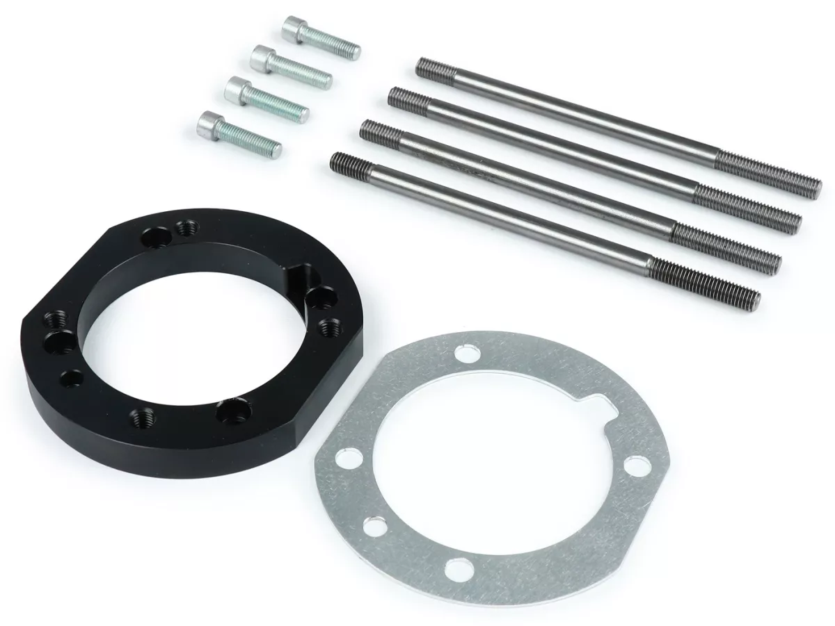 Adapter plate set cylinder -J&G 2% special by WT- for fitting PX200 original/BGM cylinder (Ø66.5mm) on engine casing PX80, PX125, PX150, Cosa125, Cosa150, Sprint Veloce150 (VLB1T 294260-), GTR125 (VNL2T 145901-), Super150 (VBC1T 412374-), TS125 (VNL3T 181