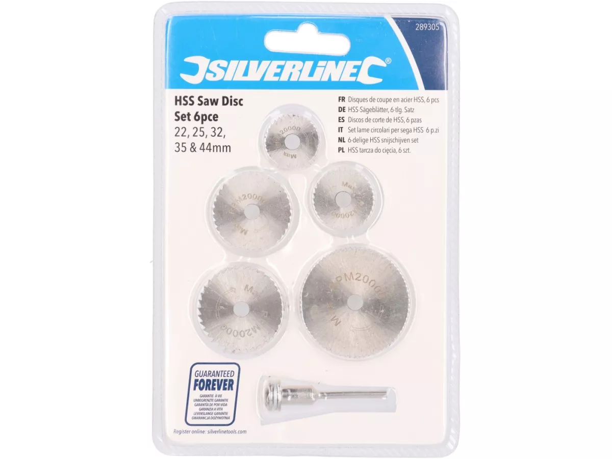 Lames de scie HSS pour ponceuses rotatives -SILVERLINE- Set de 6 pièces D=22, 25, 32, 35 et 44mm