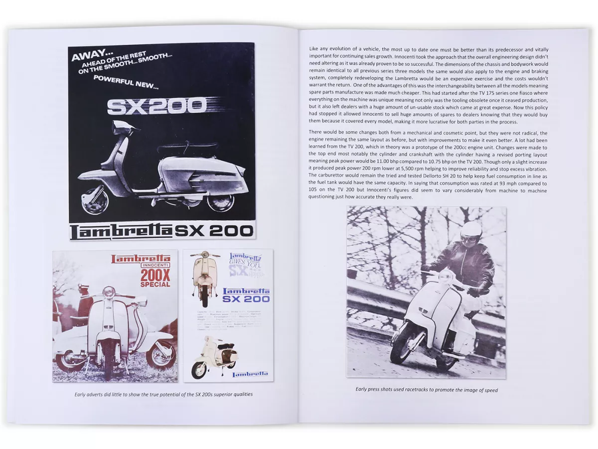 Libro -THE HISTORY GUIDE OF THE LAMBRETTA SX 150 AND SX 200 The Lambretta history series- A4, 44 páginas, Inglés por Stuart Owen