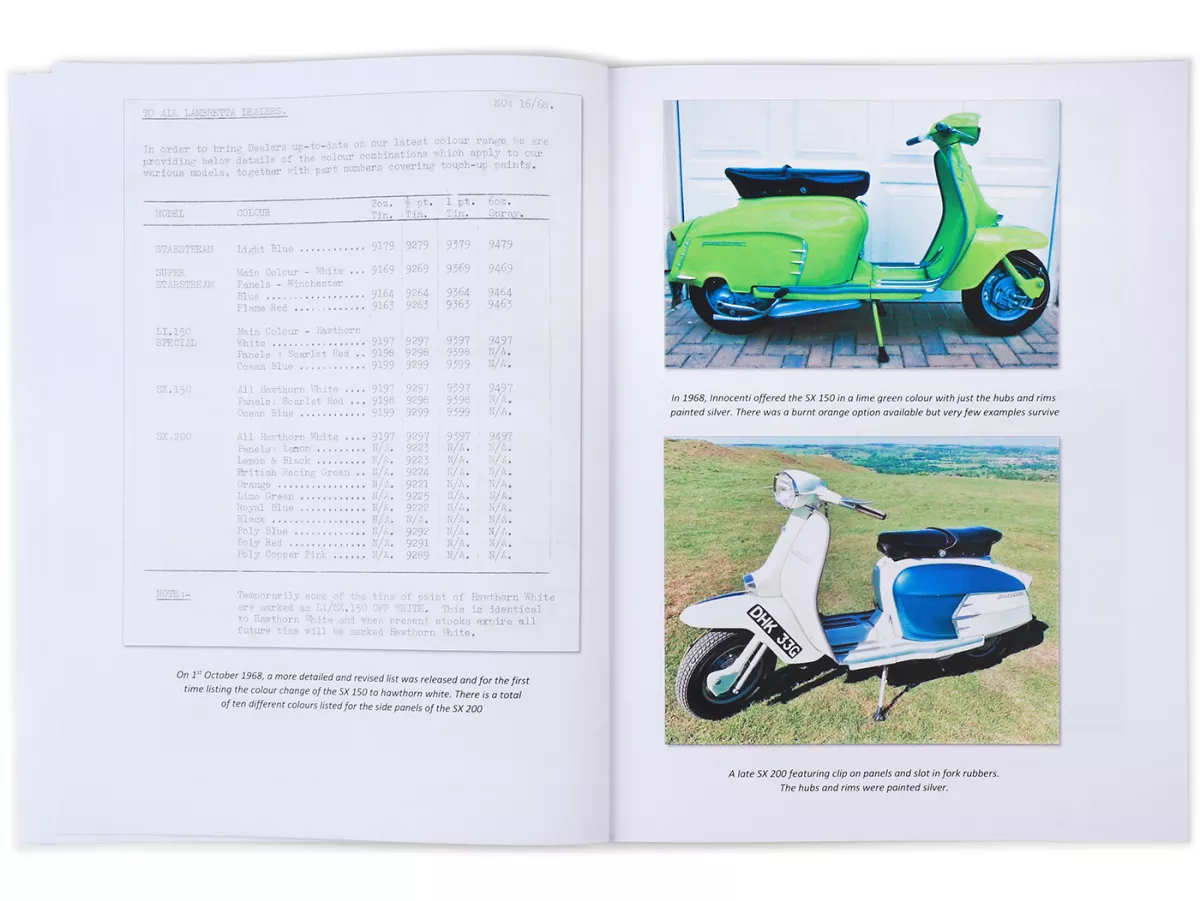 Libro -THE HISTORY GUIDE OF THE LAMBRETTA SX 150 AND SX 200 The Lambretta history series- A4, 44 páginas, Inglés por Stuart Owen