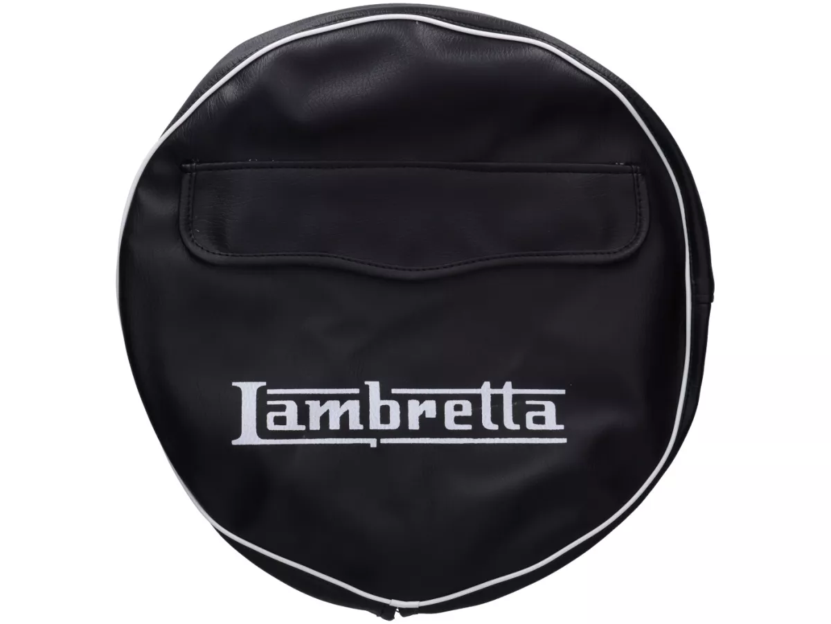 Copriruota di scorta -IMPORT- Lambretta 3.50 - 10- Nero, con tasca, bordino bianco
