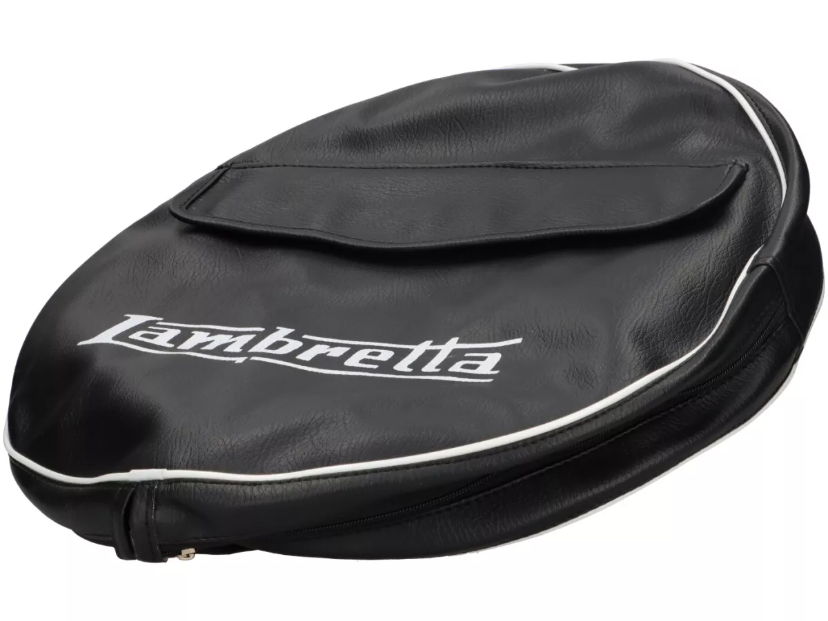 Copriruota di scorta -IMPORT- Lambretta 3.50 - 10- Nero, con tasca, bordino bianco