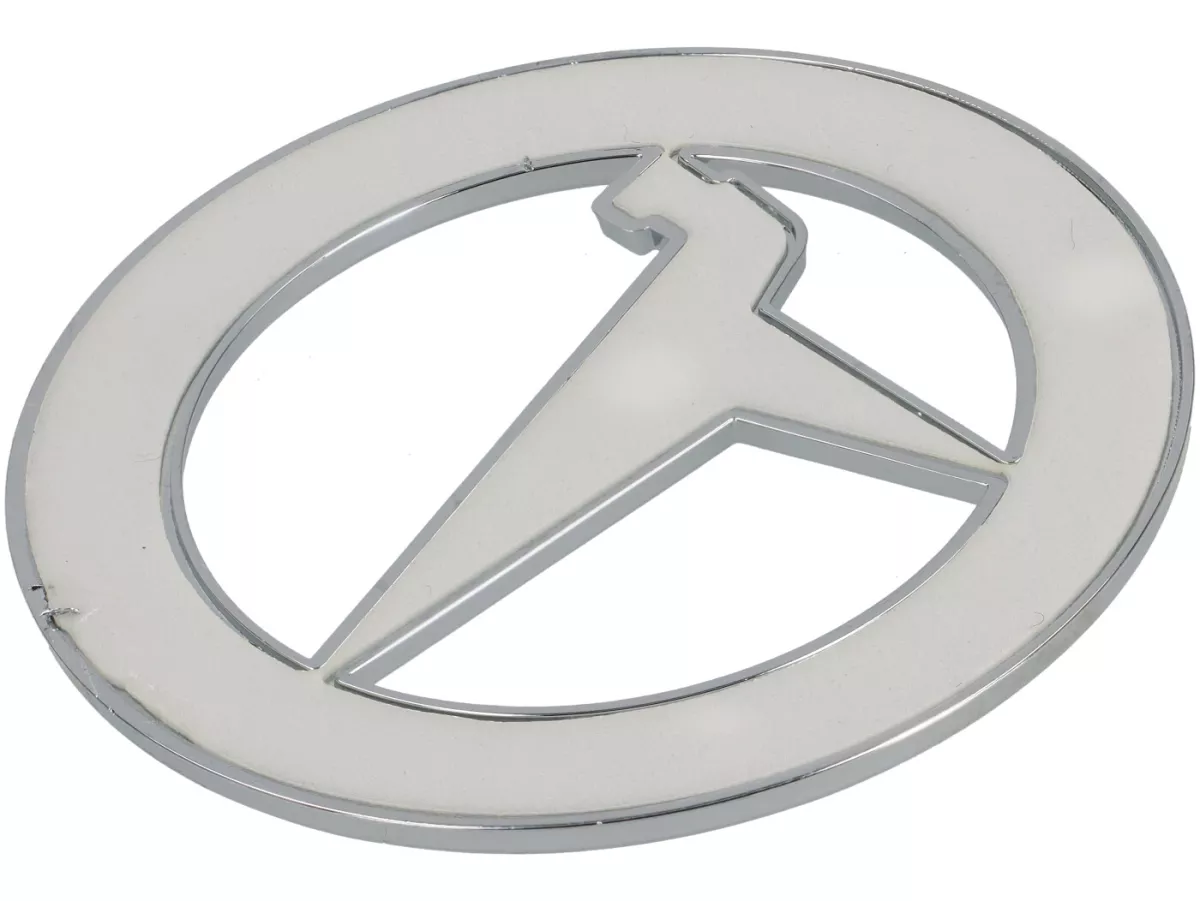 Benplåtsbokstäver -OEM KVALITET- Vespa Messerschmitt, rund - krom, självhäftande