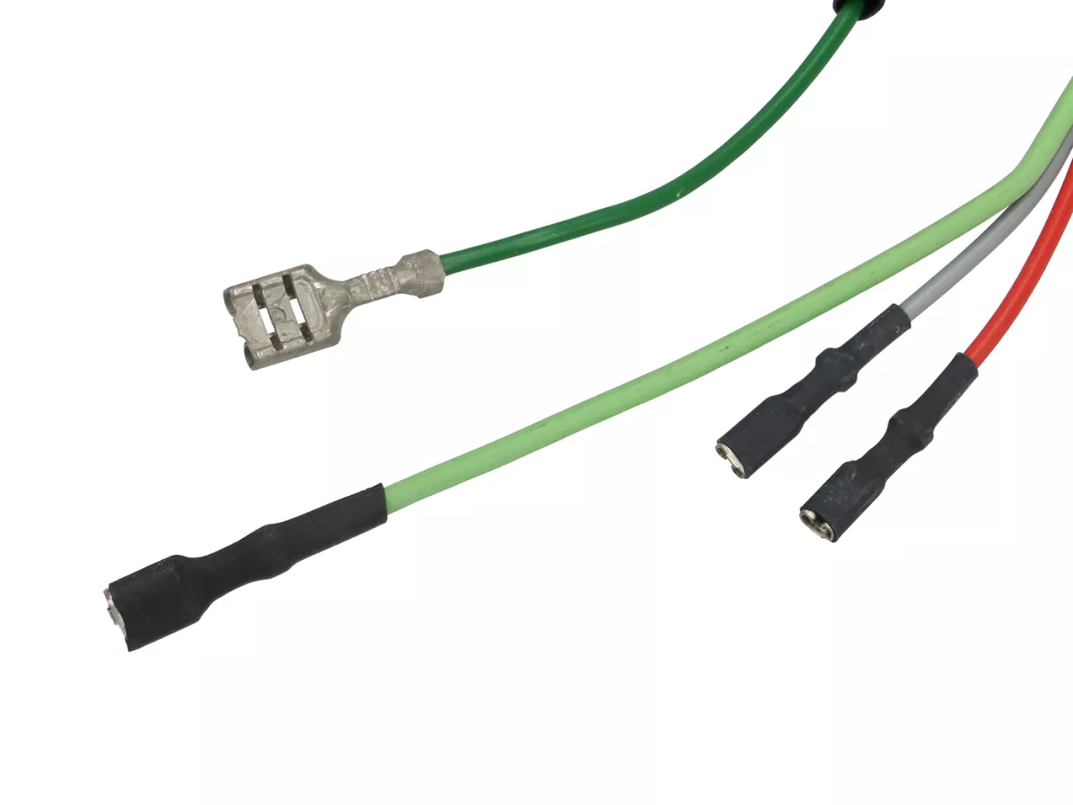 Juego de cables -PIAGGIO- Vespa PX antigua (Italia), 1981-1983, con regulador de tensión, con intermitentes, sin batería, claxon AC (buzzer), placa base de encendido con 3 cables