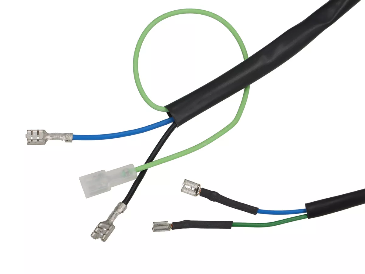 Juego de cables -PIAGGIO- Vespa PX antigua (Italia), 1981-1983, con regulador de tensión, con intermitentes, sin batería, claxon AC (buzzer), placa base de encendido con 3 cables