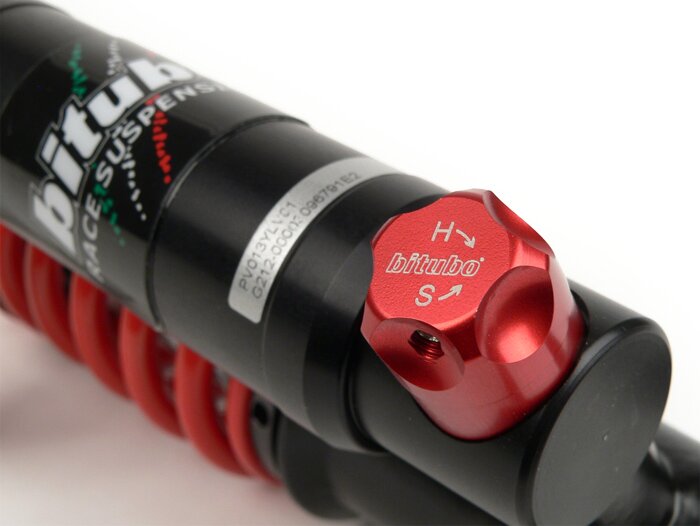 Shock absorber rear -BITUBO YLV, 330mm- Vespa PX80, PX125, PX150, PX200, T5 125cc, Rally180 (VSD1T), Rally200 (VSE1T), Sprint150 (VLB1T), TS125 (VNL3T), GT125 (VNL2T), GTR125 (VNL2T), V50, PV, ET3