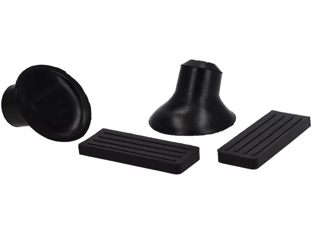 Rubber parts set foldable luggage carrier front -OEM QUALITY- Vespa Smallframe, Vespa Largeframe, Vespa GTS, GTV, GTS Super, Lambretta (Series 1-3) LI, LIS, SX, TV, GP/DL - 4-pcs.