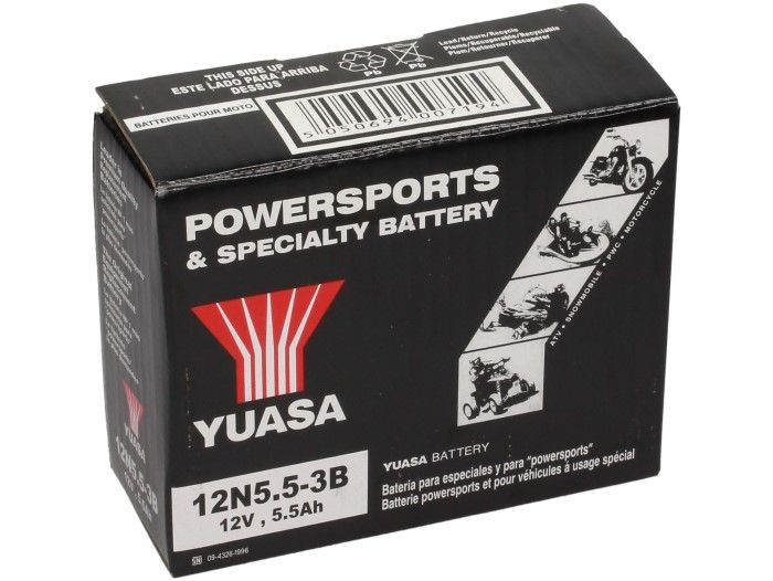 Battery -Standard YUASA 12N5,5-3B- 12V, 6Ah - 130x60x135mm (without acid)