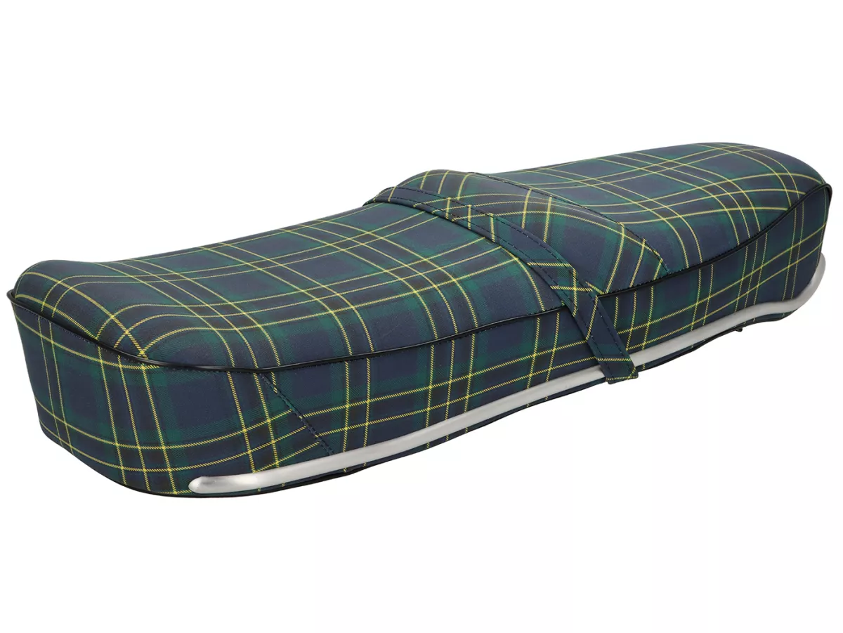 Sella Pegasus -SELLERIA TREZZI- Lambretta LI, LI S, SX, TV, DL, GP - motivo tartan blu/verde