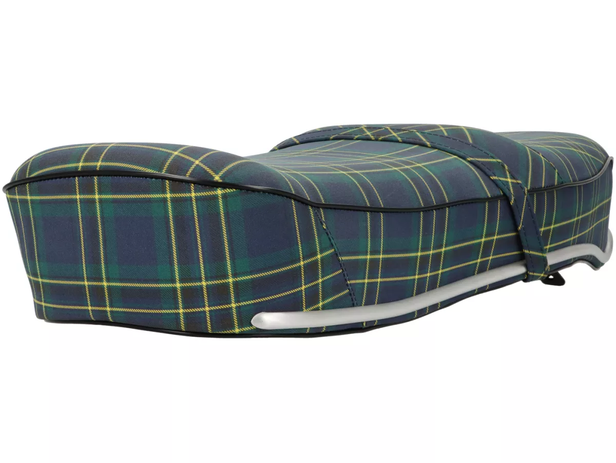 Sella Pegasus -SELLERIA TREZZI- Lambretta LI, LI S, SX, TV, DL, GP - motivo tartan blu/verde
