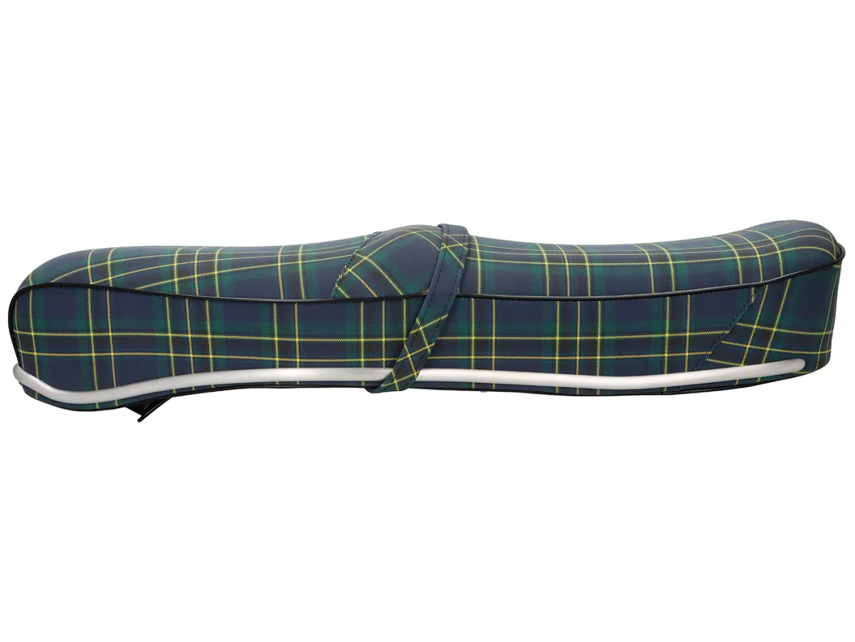 Sella Pegasus -SELLERIA TREZZI- Lambretta LI, LI S, SX, TV, DL, GP - motivo tartan blu/verde