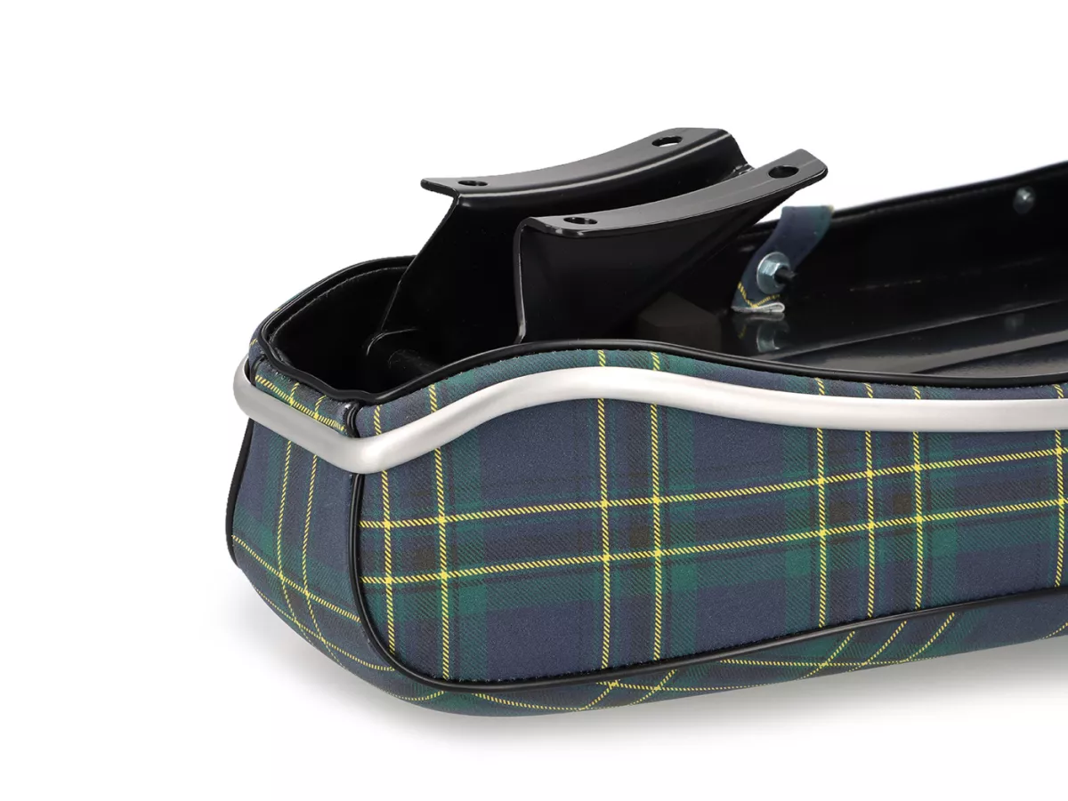 Sella Pegasus -SELLERIA TREZZI- Lambretta LI, LI S, SX, TV, DL, GP - motivo tartan blu/verde