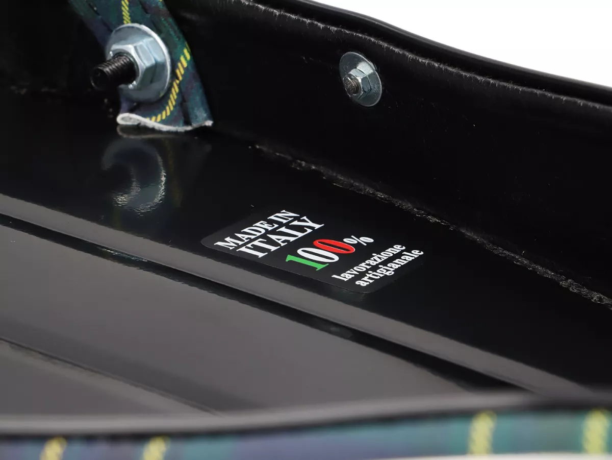 Sella Pegasus -SELLERIA TREZZI- Lambretta LI, LI S, SX, TV, DL, GP - motivo tartan blu/verde