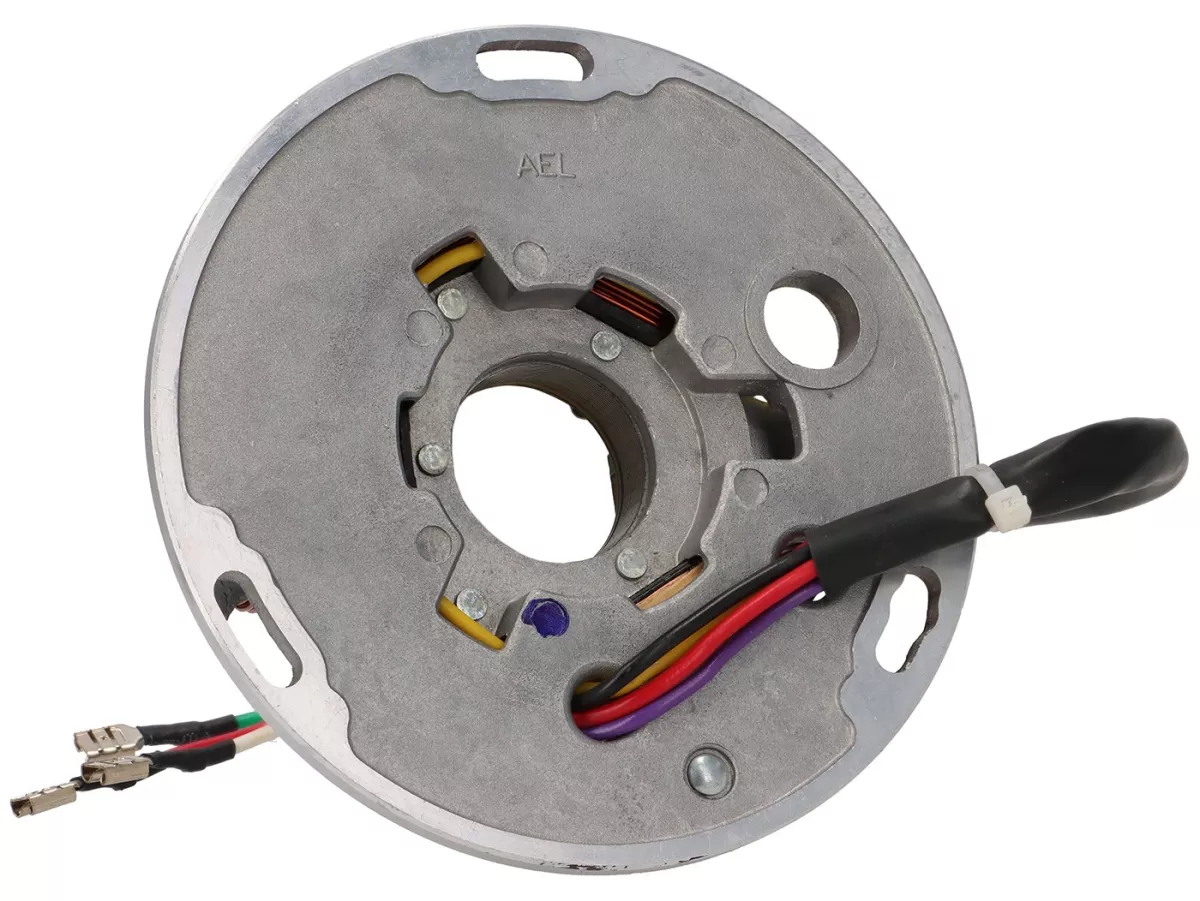 Accensione - piastra base AEL - Vespa PX con batteria - (1982-1984) - 7 cavi