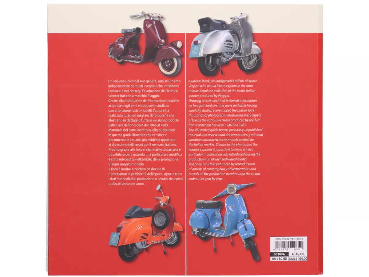 Book - Vespa, Illustrated guide to the identification by Alessandro Pozzi, Italian/English, 25x25cm, 240 pages, 1100 colour photos