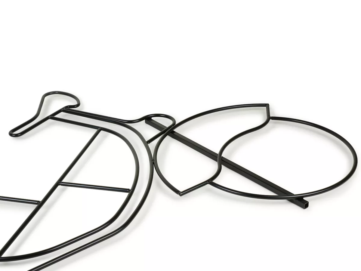 Wire frame -Vespa Oldie, Made in Germany, approx. 126x76cm- wire Ø8mm, KTL coated, incl. ground spikes - can be used as a decorative element indoor/outdoor - for fairy lights, as a plant climbing frame, wall emblem or decorative element