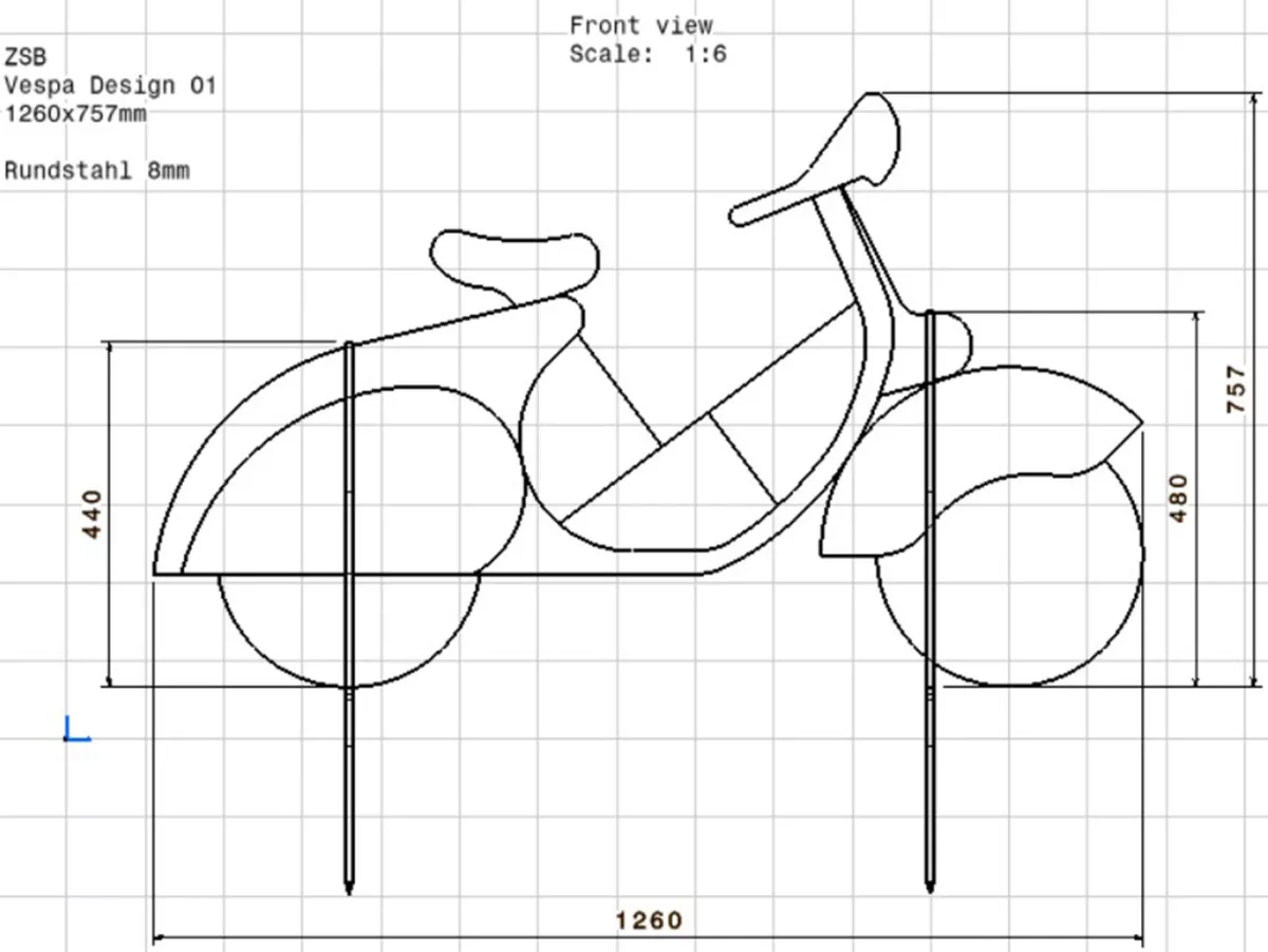 Wire frame -Vespa Oldie, Made in Germany, approx. 126x76cm- wire Ø8mm, KTL coated, incl. ground spikes - can be used as a decorative element indoor/outdoor - for fairy lights, as a plant climbing frame, wall emblem or decorative element