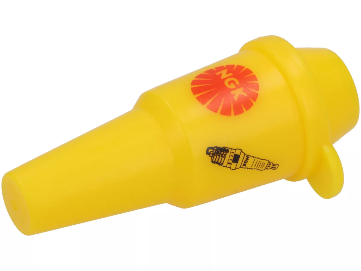 Spark plug box -NGK water-repellent- suitable for 10mm (TYPE C) +12mm (TYPE J/D) spark plugs- plastic - yellow