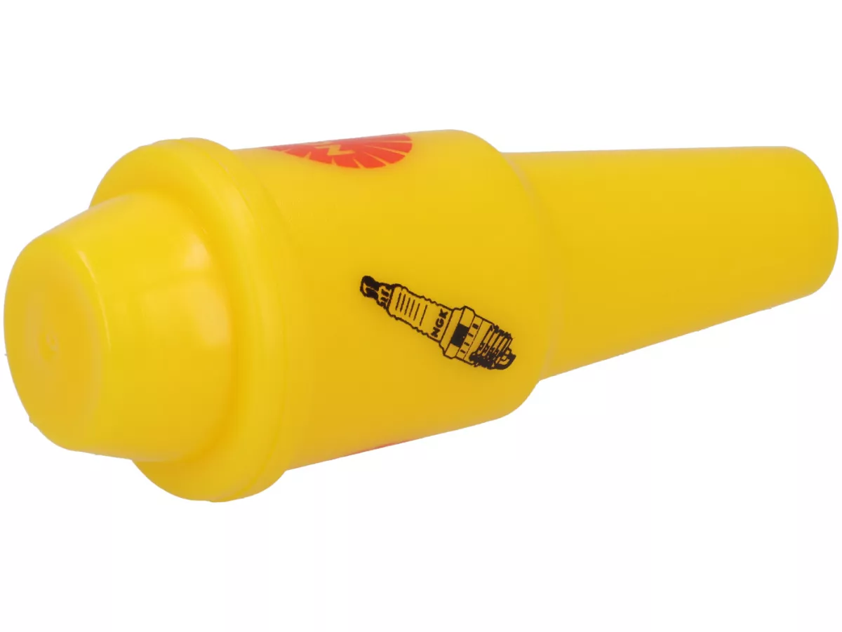 Spark plug box -NGK water-repellent- suitable for 10mm (TYPE C) +12mm (TYPE J/D) spark plugs- plastic - yellow