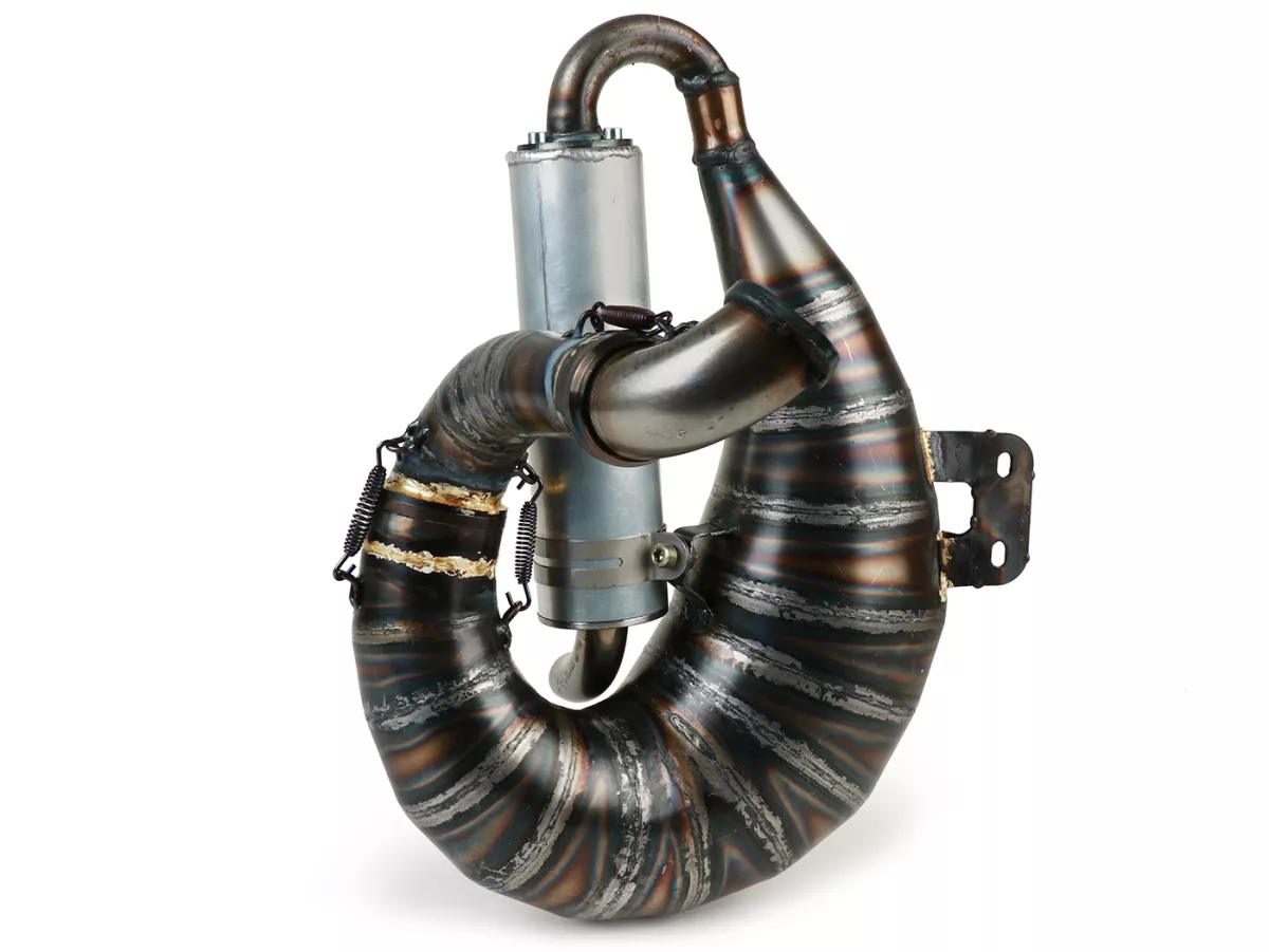 Escape -EGIG PERFORMANCE BOA (Curly)- Quattrini M200 Ø=44mm, silenciador atornillado- Vespa ET3, PV125 - Amortiguador desplazado necesario