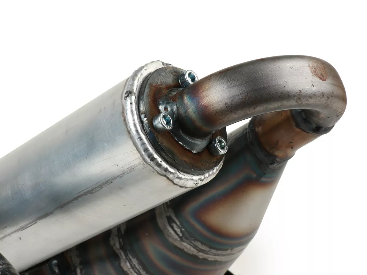 Escape -EGIG PERFORMANCE BOA (Curly)- Quattrini M200 Ø=44mm, silenciador atornillado- Vespa ET3, PV125 - Amortiguador desplazado necesario