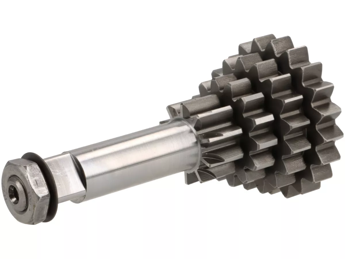 Albero ausiliario -EGIG PERFORMANCE (poligono)- Vespa V50, PV125, ET3, PK50, PK80, PK125 S-XL - 10-14-17-20 denti (utilizzato con cambio originale, terza marcia corta, quarta marcia extra corta)