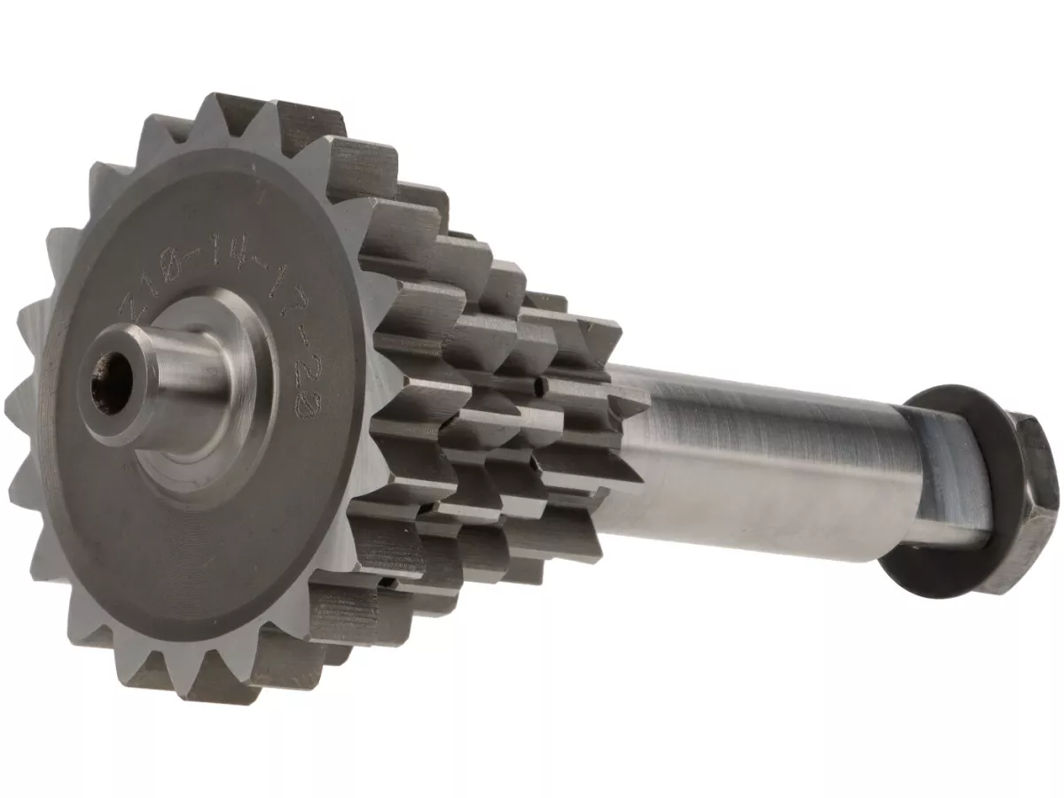 Albero ausiliario -EGIG PERFORMANCE (poligono)- Vespa V50, PV125, ET3, PK50, PK80, PK125 S-XL - 10-14-17-20 denti (utilizzato con cambio originale, terza marcia corta, quarta marcia extra corta)