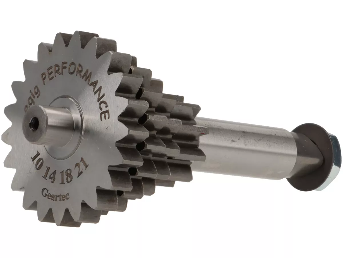 Albero ausiliario -EGIG PERFORMANCE (poligono)- Vespa V50, PV125, ET3, PK50, PK80, PK125 S-XL - 10-14-18-21 denti (utilizzato con cambio originale, quarta marcia corta)