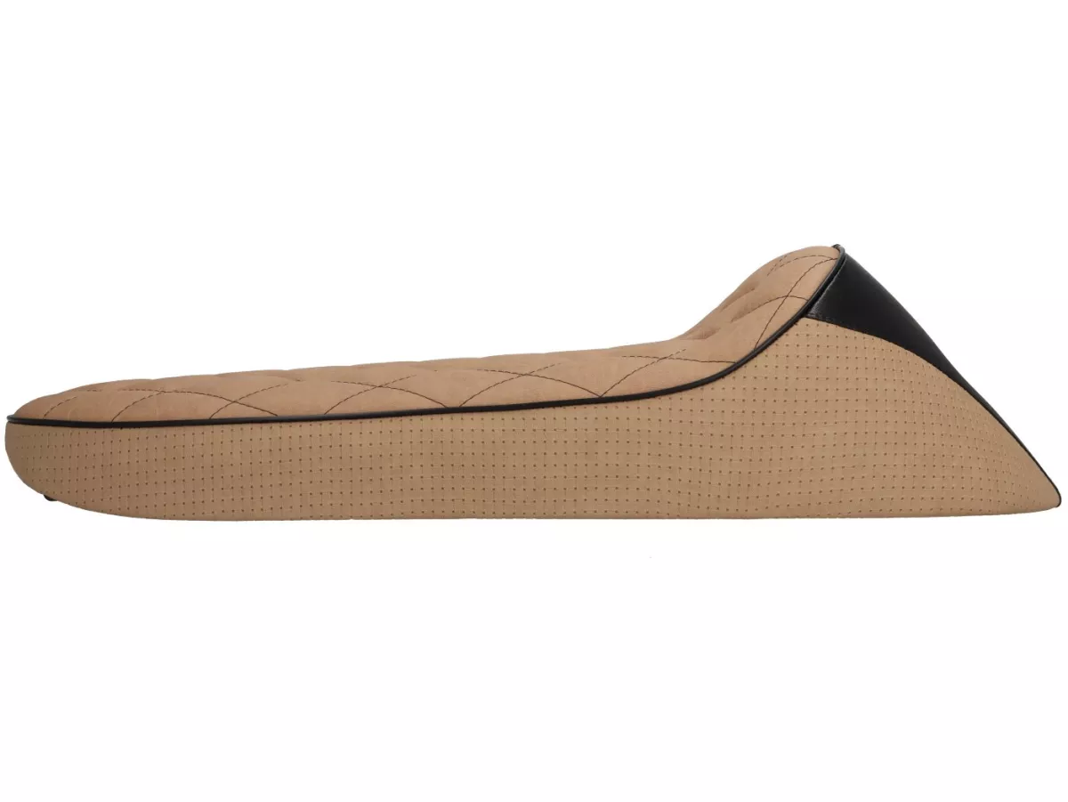 Selle -SC ANCELOTTI Special Type - Vespa V50, PV125, ET3 - matelassé marron clair - passepoil noir