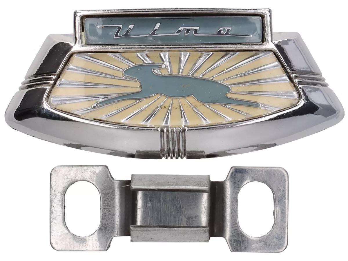 Kaskadbokstäver -ULMA- Lambretta LI (t.o.m. 1967), LIS (t.o.m. 1967), SX (t.o.m. 1967) - guld/blått