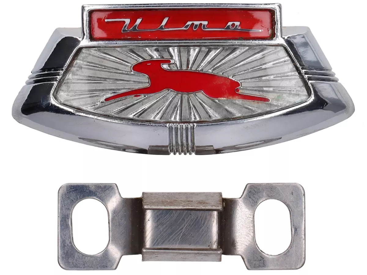 Kaskadbokstäver -ULMA- Lambretta LI (t.o.m. 1967), LIS (t.o.m. 1967), SX (t.o.m. 1967) - röd/vit