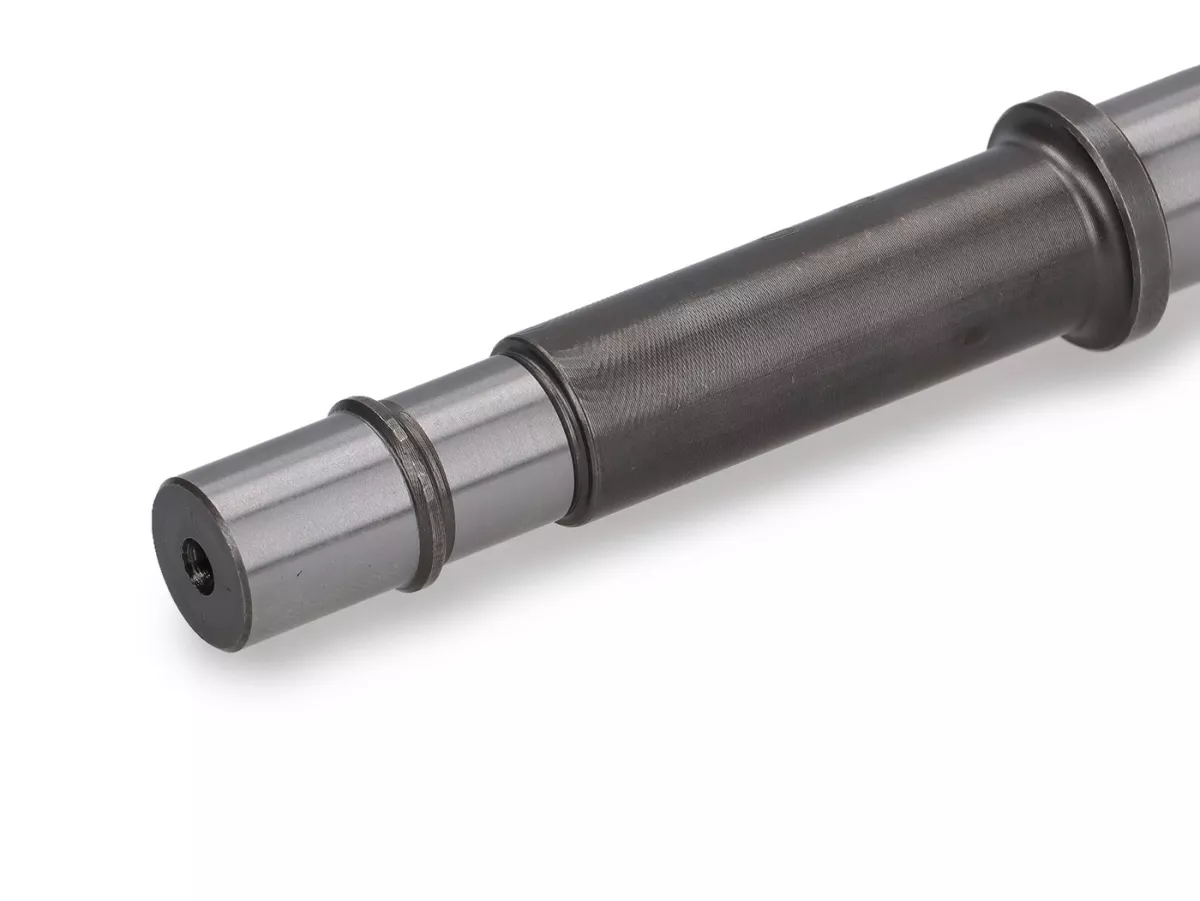 PTO shaft -BENELLI reinforced- Vespa Largeframe PX125, PX150, PX200, Cosa, T5 125cc - bearing seat: Ø=15mm, bushing: Ø=13mm, length: 121mm - thick shaft with thin needles