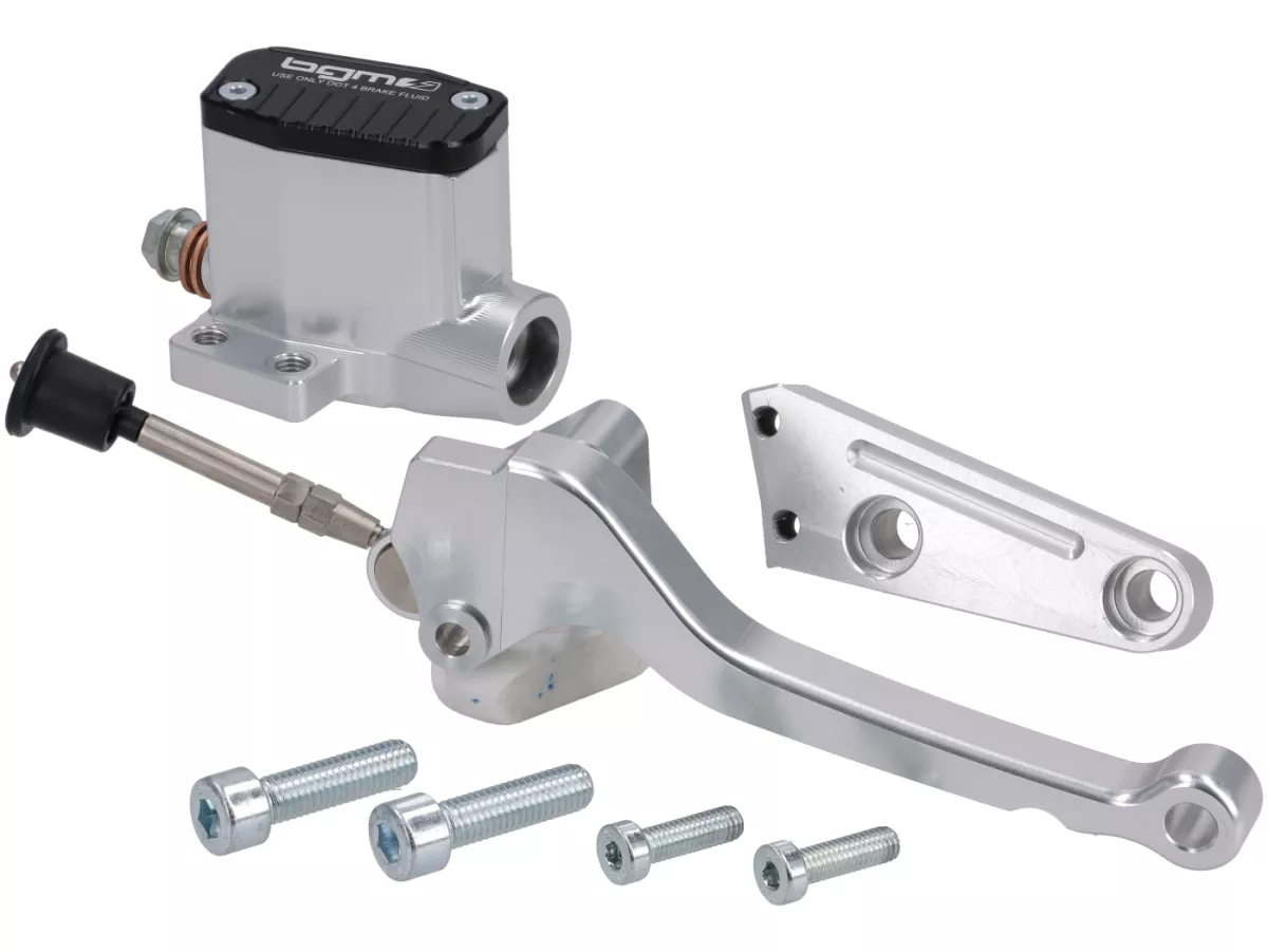 Bomba de freno delantera -BGM PRO SPORT- pistón Ø=11mm, CNC - Vespa PK- derecha, plata