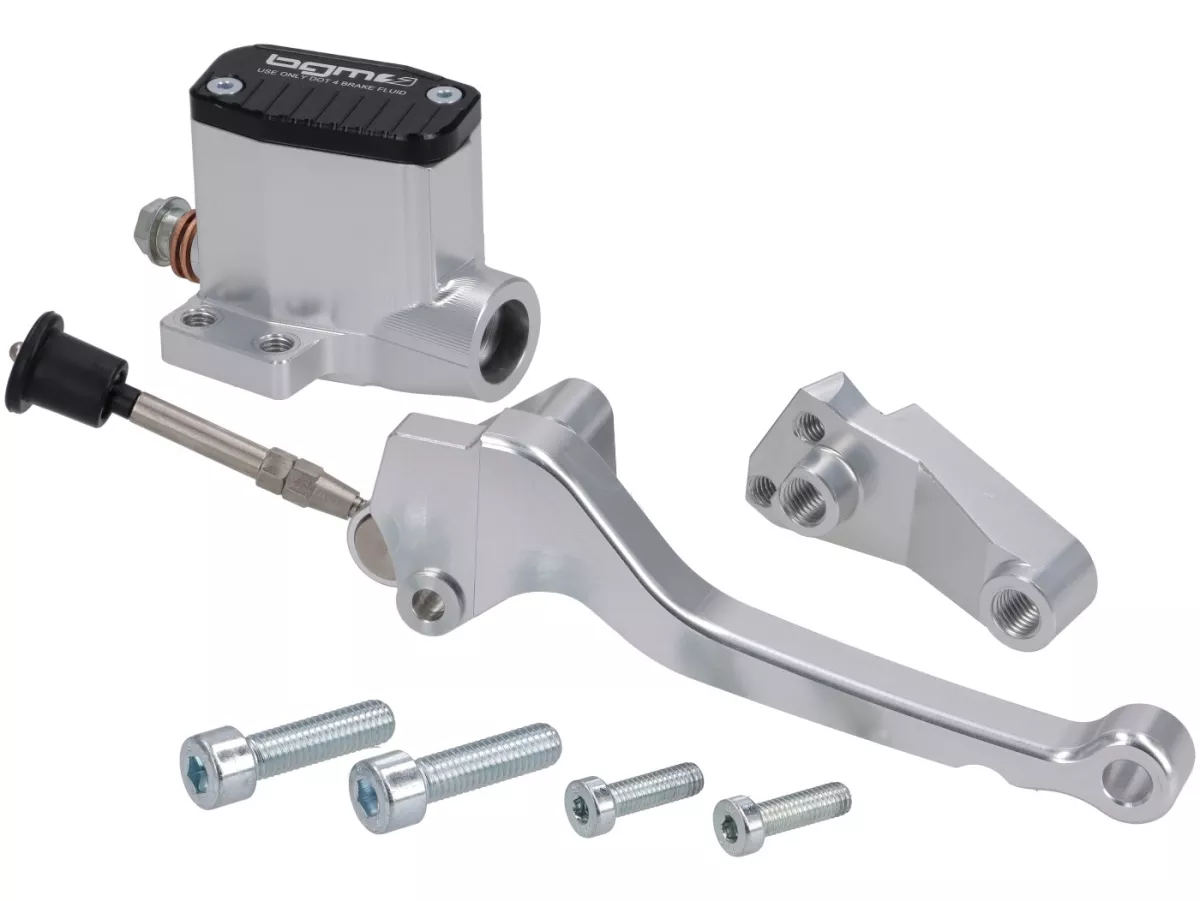 Bomba de freno delantera -BGM PRO SPORT- pistón Ø=11mm, CNC - Vespa PV, ET3, GT, GTR, Super, TS, Sprint, SS180, Rally- derecha, plata