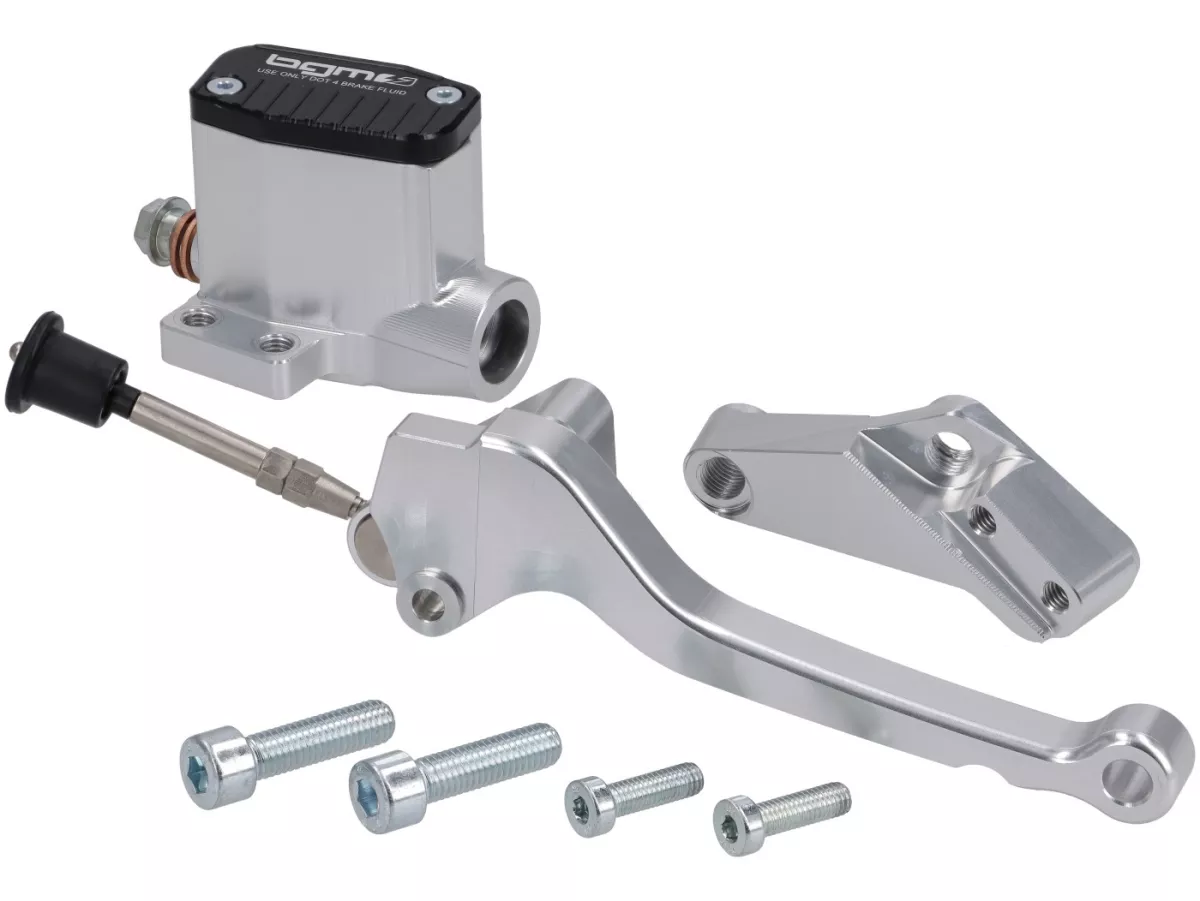 Maître de cylindre de frein (avant) -BGM PRO 4A SPORT- piston Ø=11mm, CNC - Vespa​ V50 Special, V50 Elestart- droit, argenté